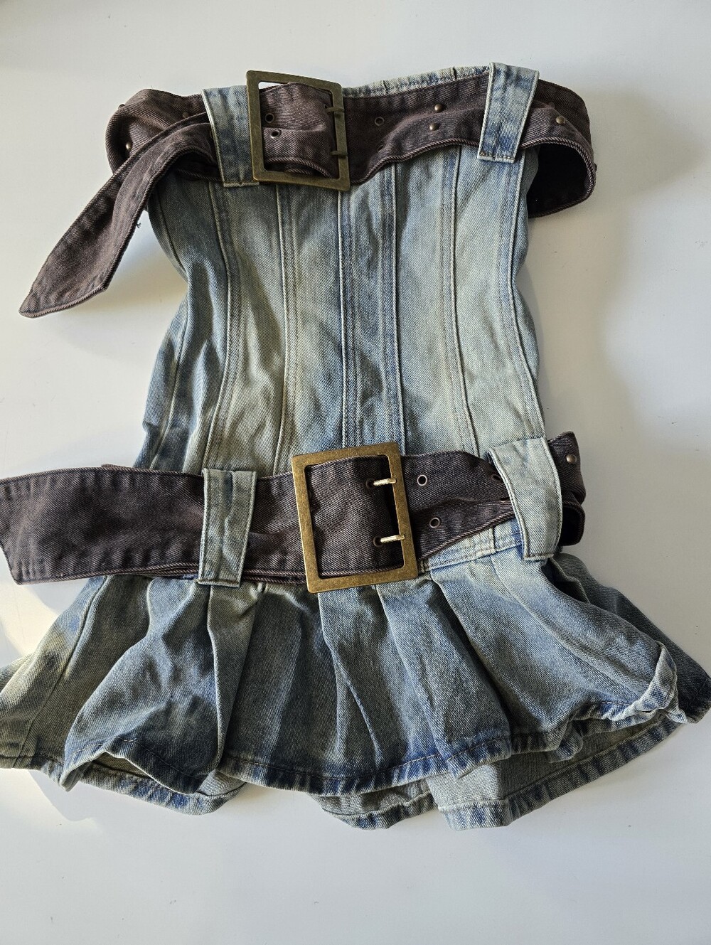 Jaded London Chelsea Denim Kilt Mini Dress Size 2 NEW - Picture 2 of 12